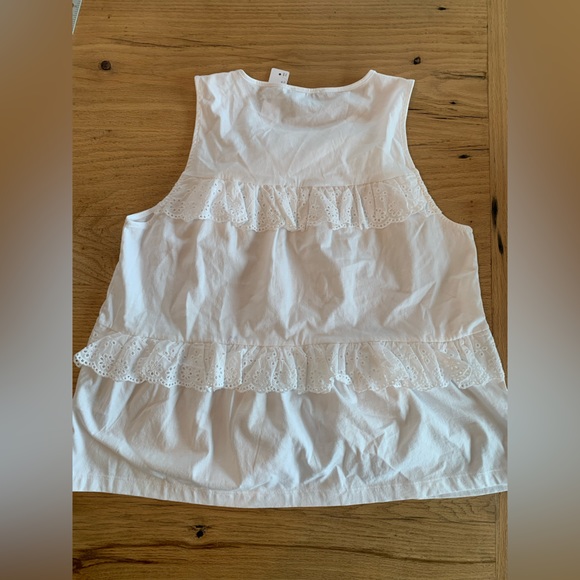 J.Crew Women’ White Tiered Eyelet Ruffle Tank NWT - Picture 7 of 9